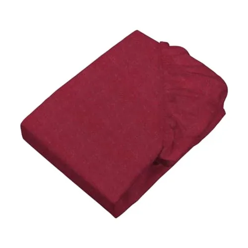 sleepling Biber Spannbetttuch Melange, Feinbiber Spannbettlaken, Made in Germany, Matratzen bis 23 cm Höhe, Rundum Gummizug, Ökotex, waschbar 60 Grad, 90 x 200, dunkelrot meliert