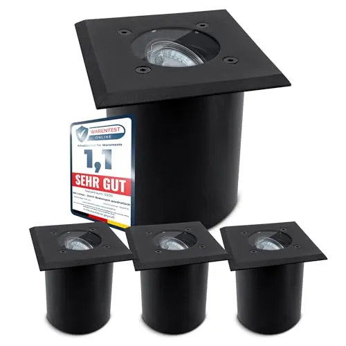 SSC-LUXon JUAVI 4er Set Bodeneinbauleuchte außen - Bodenstrahler schwarz matt, befahrbar bis 2000 kg, IP67 wetterfest und ideal für Garten, Terrasse oder Wege. Flexibel ausrichtbares Licht für eine perfekte Akzentbeleuchtung.