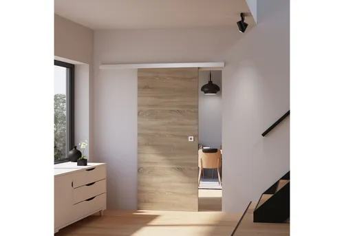 inova wohnen Schiebetür Holzschiebetür Wildeiche, Größenauswahl (Komplett Set, inkl. Schienensystem und Griff), Softclose-Funktion wählbar