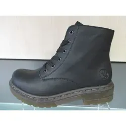 Rieker Schnürboots mit Blockabsatz, schwarz - Wanderschuhe mit wärmendem Innenmaterial und gepolsterter Innensohle, ideal für Komfort und Stil bei Outdoor-Aktivitäten.