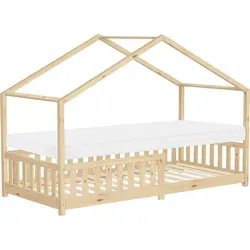ML-Design Kinderbett Hausbett 90x200 cm mit Matratze - Betten: Stilvolles Hausbett aus massivem Kiefernholz mit Lattenrost, ideal für kreatives Spielen und gesunden Schlaf. Die hypoallergene Matratze sorgt für optimalen Komfort und Unterstützung.