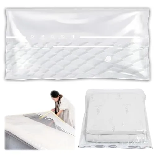Jiavlyx Vakuumbeutel Für Matratzen,Große Vakuum-Aufbewahrungsbeutel, Wiederverwendbar Mattress Vacuum Bag, Staub Und Feuchtigkeit, Vakuum-Matratzentasche Für Matratzen,Kleidung,Bettdecken (L 100*220)