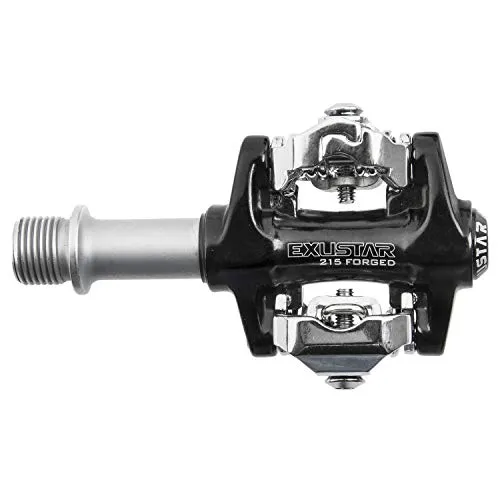 Exustar Klickpedale E-PM215 schwarz - Shimano SPD-kompatibel - Hochwertige Exustar Klickpedale E-PM215 in Schwarz, ideal für Mountainbikes. Robuste CrMo Achse für zuverlässige Leistung und lange Haltbarkeit.