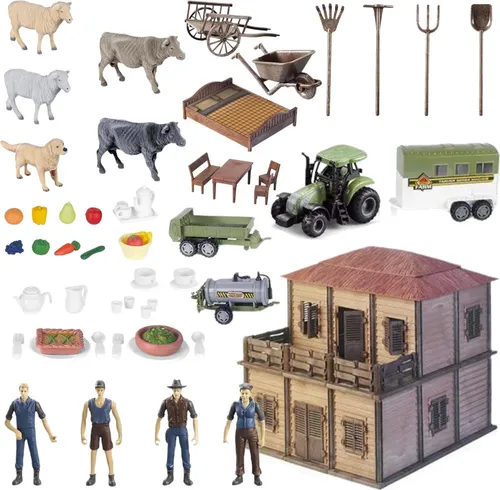 Bauernhof Set Bauern mit Bäuerin Bauernhaus Tiere Traktor Bauernhof