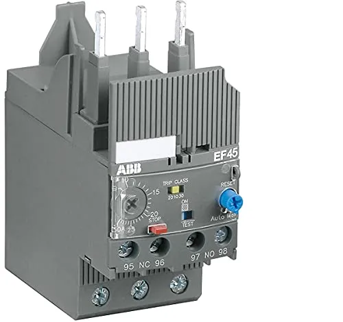 ABB Überlastrelais EF45-30 mit 1 Schließer - Elektronisches Überlastrelais für zuverlässigen Motorschutz ohne externe Stromversorgung, ideal für Standardmotoranwendungen mit hoher Genauigkeit und Temperaturkompensation.