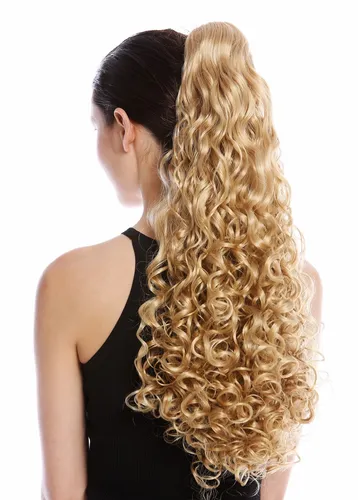 Haarteil Zopf Pferdeschwanz lang voluminös stark gelockt lockig Goldblond Blond