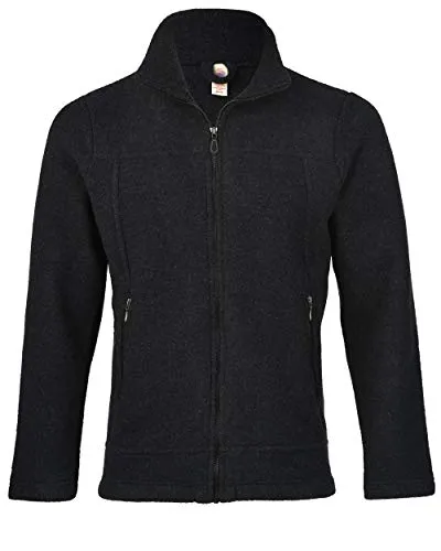 ENGEL Jacke Merino Wollfleece schwarz Melange - Funktionsjacke aus 100 % Merinowolle, mulesing-frei und zertifiziert, bietet optimalen Komfort und Wärme für Outdoor-Aktivitäten.