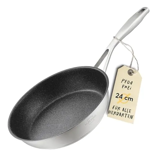 SILBERTHAL Bratpfanne beschichtet Induktion Ø 24 cm - Pfannen für Induktionsherde, hochwertige Antihaftbeschichtung für fettfreies Braten und einfache Reinigung.