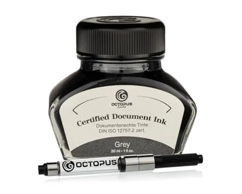 Octopus Fluids Dokumentenechte Tinte Grey, mit Konverter, zert. nach DIN ISO 12757-2, 30ml