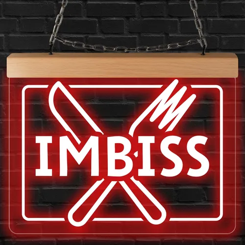 LED Leuchtschild Imbiss - 26x20 cm - beleuchtet Büro & Laden