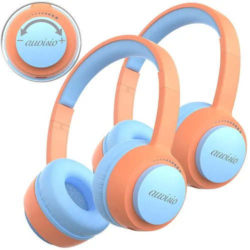 auvisio 2er-Set Bluetooth Kinderkopfhörer, XXL-Lautstärkebegrenzung, BT5.3