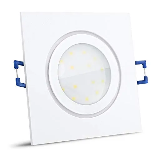 SSC-LUXon QW-2 Einbauleuchte LED Badezimmer IP44 extra flach - LED 4W neutralweiß tauschbar - Bad Einbauspot 230V weiß eckig