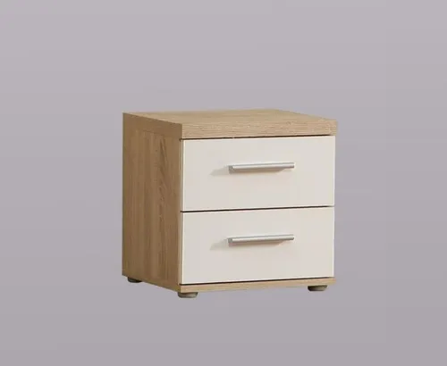 FORTE Winnie Nachttisch mit 2 Schubladen - Moderner Nachttisch aus Holzwerkstoff in Sonoma Eiche/Weiß mit pflegeleichter Oberfläche, ideal für Schlafzimmer und bietet praktische Stauraumlösungen.