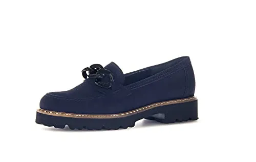 Gabor 75.240 Damenschuhe - Elegante Slipper in Blau - Hochwertige Slipper von Gabor, aus echtem Veloursleder, mit bequemem Fußbett und leichtem Blockabsatz. Ideal für Alltag und Freizeit, vereinen Stil und Komfort.