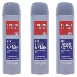 Hidrofugal Men Frisch & Stark Deo Spray je 150ml Anti Transpirant Erfrischender Duft 3 x
