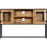 vidaXL TV-Schrank aus massivem Altholz 120x30x75 cm - TV-Schrank aus robustem Altholz mit einzigartigem Design, 2 Türen und 2 offenen Fächern. Ideal für eine stilvolle und praktische Aufbewahrung von Multimedia-Geräten.