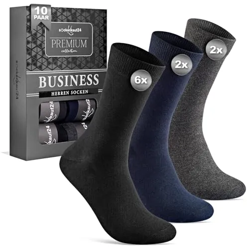 Paar Socken Herren 39-42 Baumwolle Business Socken Atmungsaktive Herrensocken, Anzugsocken 15800 (6x schwarz, 2x grau, 2x navyblau) 10