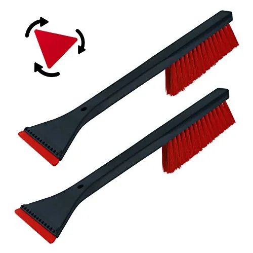 L&P A060 2 Stück Eiskratzer Murska Auto Eisschaber 365mm Dreieck Schaber Schneebesen Schneebürste HIPS lang Schneefeger Bürste Besen Feger Original Finnland TOP Qualität (2 Stück Schwarz Rot)