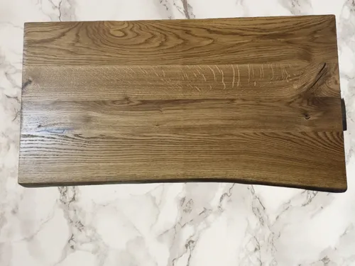 Waschtisch Platte 50 cm Holzplatte massiv Holz Aufsatzbecken Naturkante Eiche Dunkel Waschbeckenplatte Neu