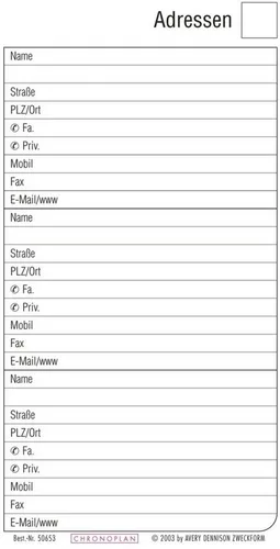 CHRONOPLAN Terminplaner Formblätter Adressen Mini