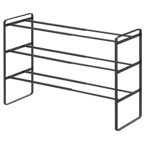 Yamazaki 7556 FRAME 3-stöckiges Schuhregal - Minimalistisches Schuhregal aus Stahl mit ausziehbarem Design für optimale Platznutzung, ideal für bis zu 12 Schuhpaare.