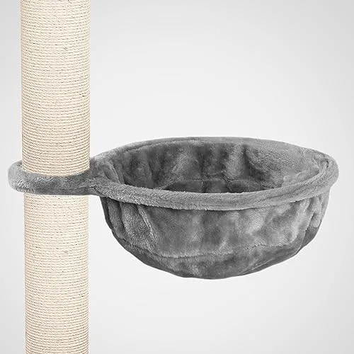 HAPPYPET Universal XL Liegemulde für Kratzbaum Ø 40cm, Große Schlafmulde, Stabiler Metallrahmen, 440g Plüsch, Ersatz-Liegemulde belastbar bis 15kg, Grau