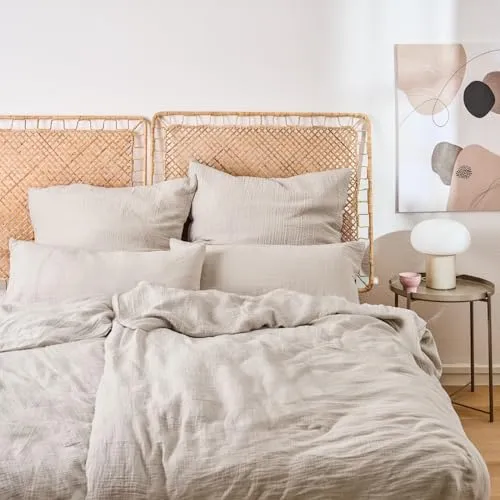 Blumtal Musselin Bettwäsche Set 100% Baumwolle, 4-teilig - Bettwäsche-Sets aus 100% atmungsaktiver Baumwolle für optimalen Schlafkomfort. Pflegeleicht und ohne Bügeln, ideal für eine entspannte Nachtruhe.