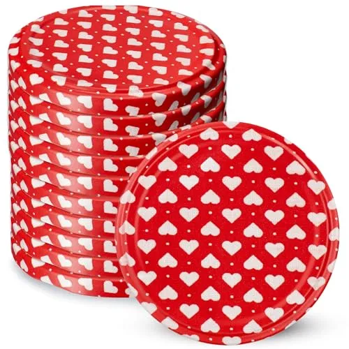 KADAX 10er Set Schraubdeckel Ø 66 mm in Herz – Ersatzdeckel für Einmachgläser & Vorratsgläser, luftdicht & auslaufsicher