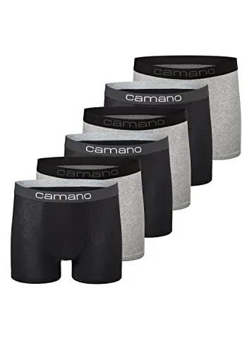 Camano Herren Boxershorts 6er Pack - Herren-Boxershorts mit elastischem Gummibund, aus hautfreundlichem Baumwollstretch für maximale Bewegungsfreiheit und hohen Tragekomfort.