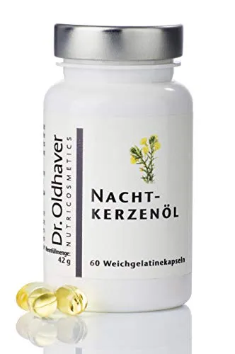 Dr. Oldhaver Nachtkerzenöl, 500mg (60 Kapseln) – Hoher Gehalt an Gamma-Linolen-Säure, Für eine Schöne, Weiche & Glatte Haut, Premium Qualität