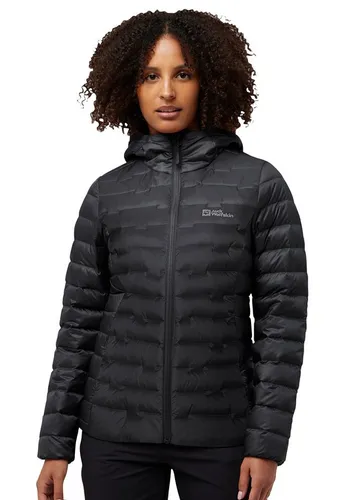 Jack Wolfskin PASSAMANI DOWN HOODY W Daunenjacke grau L (42/44) - Funktionsjacke mit wasserdichter und winddichter Oberfläche, perfekt für aktive Frauen, die Wert auf Wärme und Komfort legen.