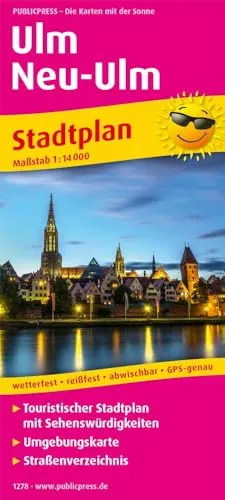 Ulm / Neu-Ulm: Touristischer Stadtplan mit Sehenswürdigkeiten und Straßenverzeichnis. 1:14000 (Stadtplan: SP)
