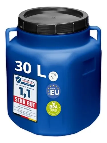 Garronda 30 Liter BPA-freies quadratisches Fass und Futtertonne Weithalsfass Wassertank und Behälter mit Deckel für Sauerkraut sowie Surfass Pökelfass für Fleisch GD-0088, Blau