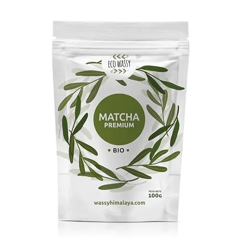 ECO WASSY Matcha-Tee, PREMIUM-Qualität, Pulver. 100% natürlich. Matcha-Grüntee reduziert die Verdauung, wirkt entgiftend und antioxidativ. Rein angebaut. (100 g)
