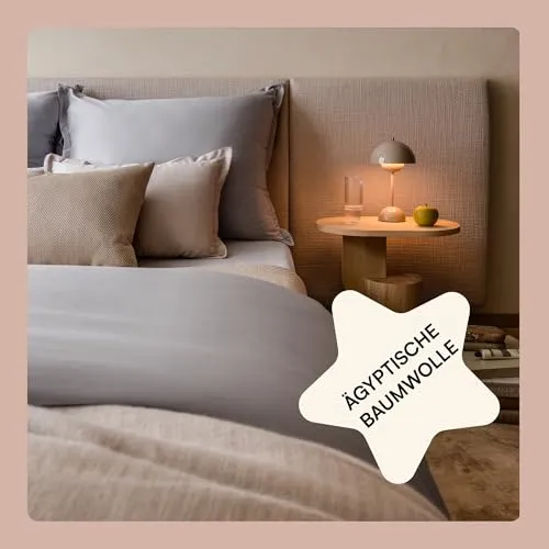 Amqua Mako Satin Bettwäsche Set 135x200cm in grau von Amqua