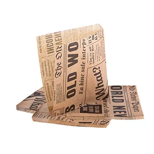 Oldnews Lebensmitteltüten, Speisetüten, Partytüten aus Papier, 150 x 150 mm, für Burger und Pommes (200 Stück)
