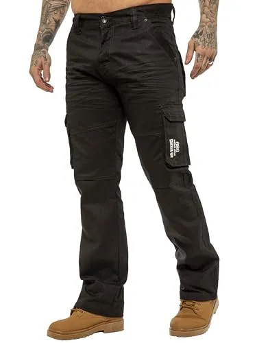 989Zé ENZO Herren Cargo Pants Regular Fit Arbeitshose Cargohose Jeanshose EZ08 SCHWARZ 32W / 32L