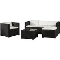 Juskys Polyrattan Lounge Punta Cana L schwarz – Elegantes Lounge Set für 4-5 Personen - Gartenmöbel für stilvolle Entspannung: Die „Punta Cana L“ Sitzgarnitur bietet Komfort und Design für gesellige Abende im Freien.