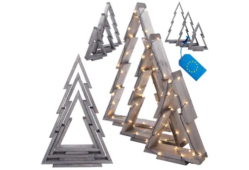 Modo24 Künstlicher Weihnachtsbaum Deko Tannenbaum aus Kiefernholz, in verschiedenen Größen & Farben, Moderne & Klassische, für Innen & Außen, Handgefertigt, 2D & 3D Design