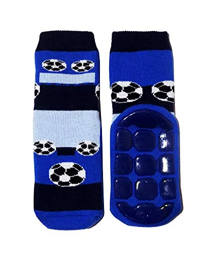 Weri Spezials Baby und Kinder Voll ABS Frotee Anti-Rutsch Socken für Jungen und Mädchen (27-30, Royalblau Fußball)