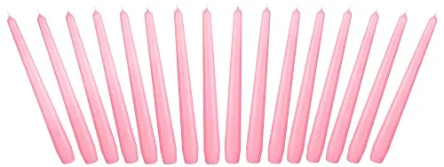 BRUBAKER 24 cm Spitzkerzen für Kerzenständer und Kerzenhalter - 16 Stück - lange, tropffreie Deko Kerzen mit langer Brenndauer - Leuchterkerzen Set Rosa