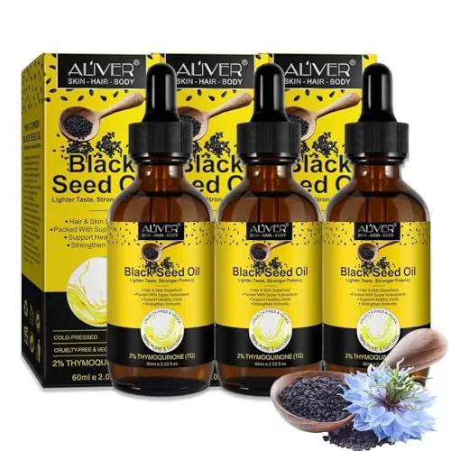 P-Beauty Bio Schwarzkümmelöl für Haare & Haut 3x60ml - Kaltgepresst - Haaröl mit natürlichen Inhaltsstoffen, fördert Haarwachstum und stärkt das Immunsystem, ideal für strahlende Haut und gesundes Haar.