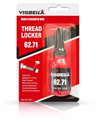 Visbella Schraubensicherung Locktight Schraubenkleber Schraubensicherung Kleber Anaerober Klebstoff für Abdichten und Verriegeln 10ML (Hochfest Rot 62.71)