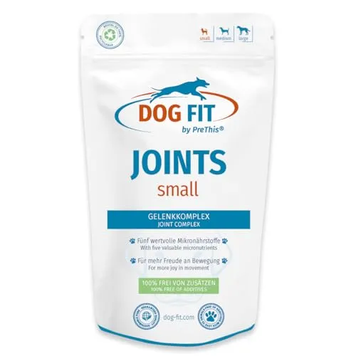 DOG FIT by PreThis® Joints Gelenkkomplex für Hunde I Glucosamin, MSM, Kollagen, Teufelskralle & Weihrauch I Ohne Zusätze I small bis 10kg
