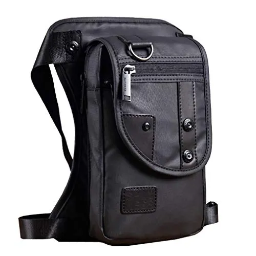 Xieben Oxford Drop Beinbeutel für Herren Frauen Motorrad Bauchtasche Hüfttasche Reisen Angeln Wandern Reiten Radfahren Im Freien Multifunktionsbeutel Schwarz