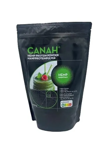 Natürliches Hanfproteinpulver von Canah 1 kg - mit hohem Gehalt an Omega-3 Protein, Aminosäuren, Mineralien, Magnesium-Phosphor-Eisen und Zink, veganische Supernahrungsmittel kalt verarbeitet