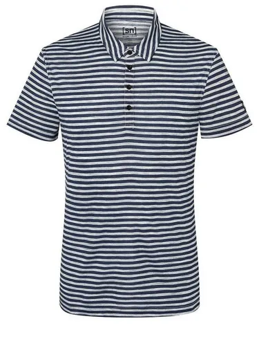 super.natural Poloshirt in Dunkelblau/Weiß für Herren - Herren Plussize Poloshirt mit Merinowollanteil, ideal für Komfort und Stil. Perfekt für lässige Anlässe!