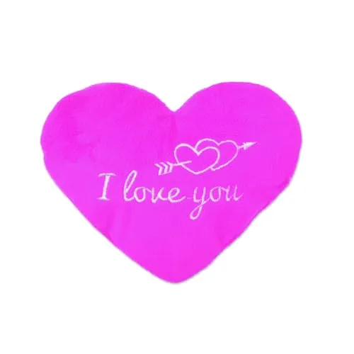 Aumüller Katzenspielkissen I Love You-Herz aus pinkem Schmüseplüsch - gefüllt mit Dinkelspelz und Baldrianwurzel