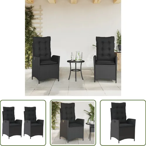 Vidaxl Verstellbare Gartensessel mit Kissen 2er Set Schwarz