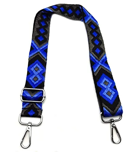 Schultergurt für Taschen Verstellbarer, Taschengurte zum Wechseln Grau-Blau 3.8cm Schulterriemen Breit mit Silber Karabiner, Umhängegurt für Taschen für Damen Taschen Handtaschen DIY, 11